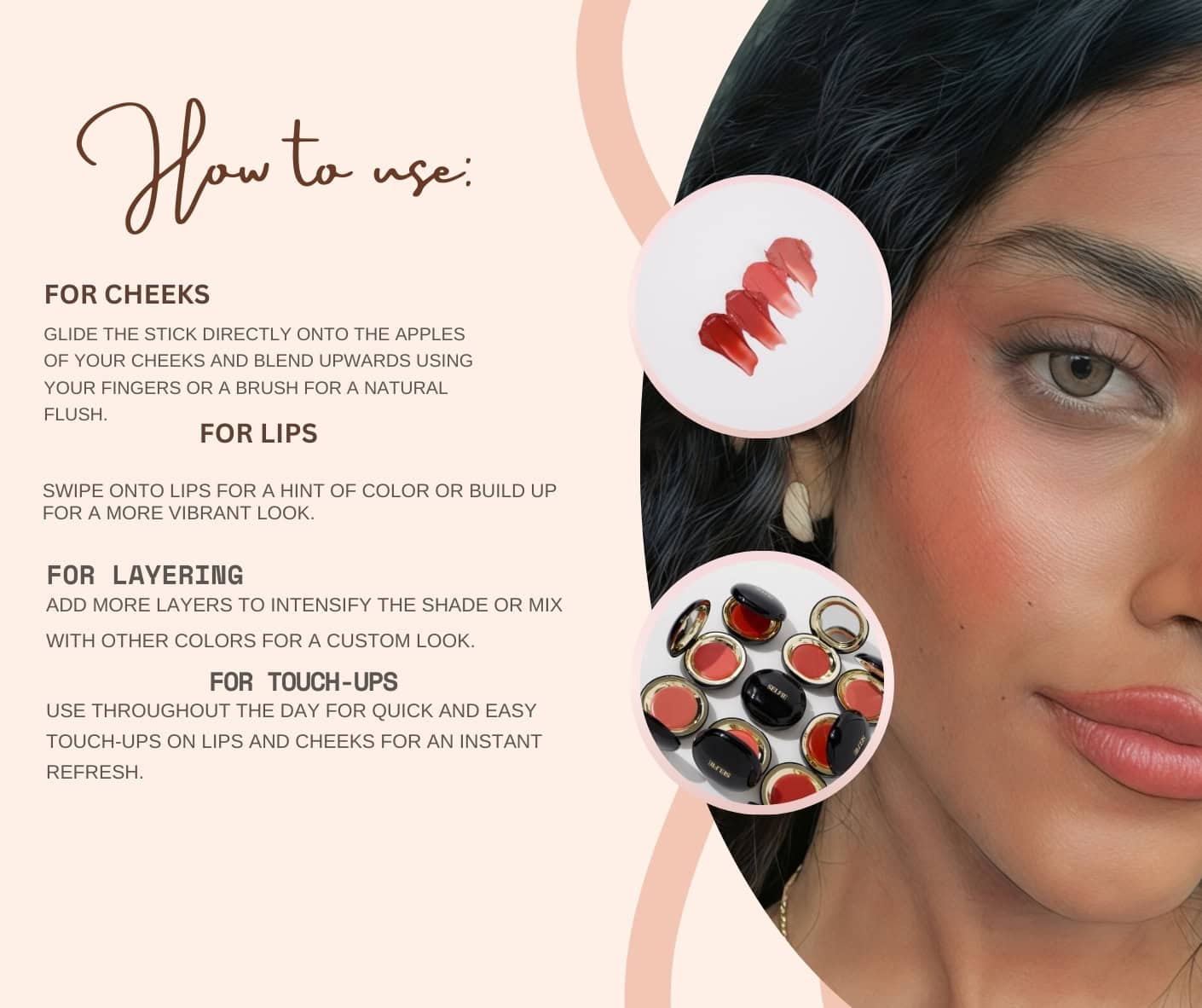 Lip &amp; Cheek Cream Blush Hydrating, Long-Lasting, and Effortless